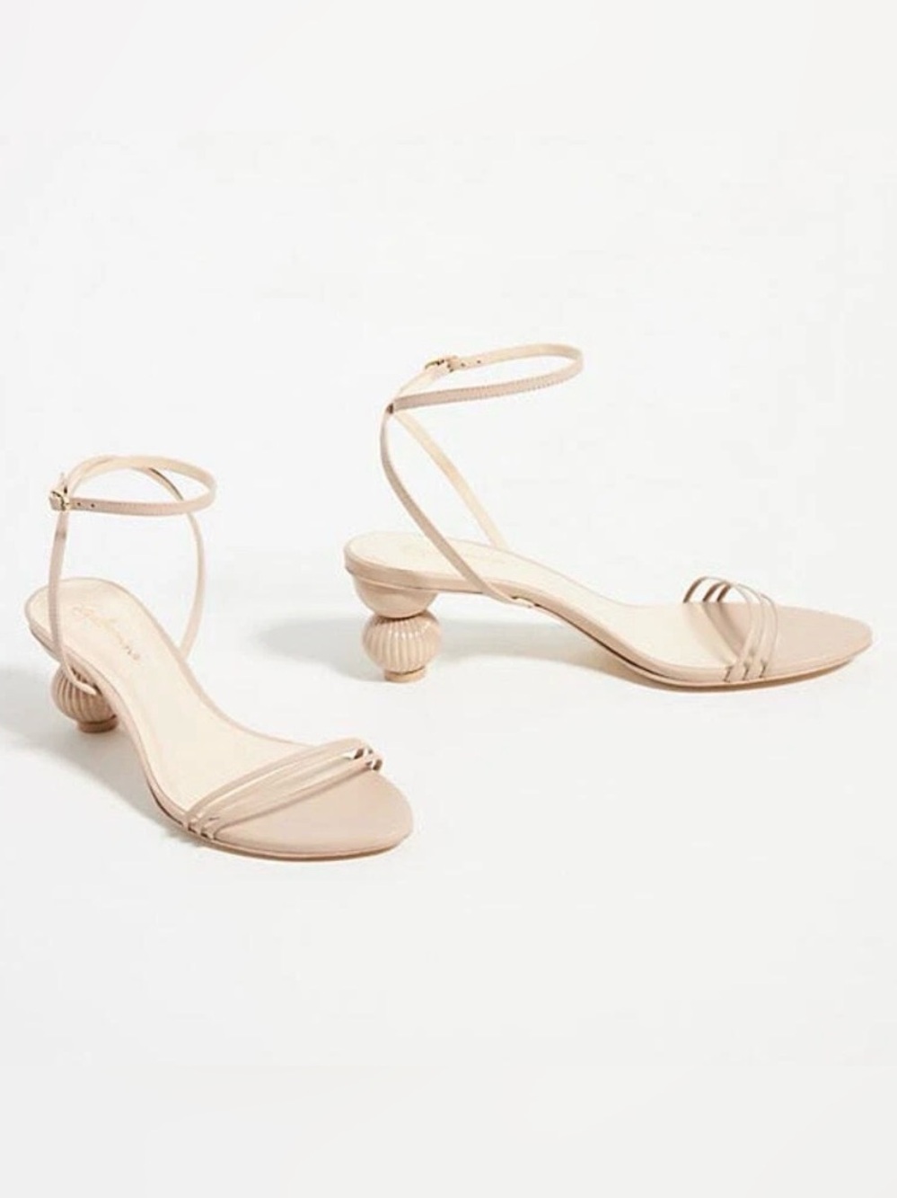 Anthropologie Guilhermina Sculptural Heeled Sandals Beige Size 6